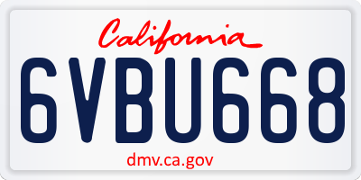 CA license plate 6VBU668