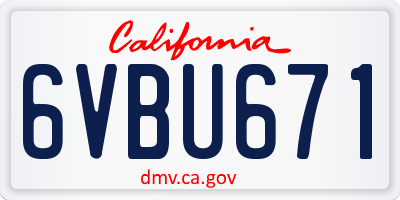 CA license plate 6VBU671