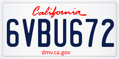 CA license plate 6VBU672