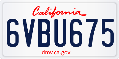 CA license plate 6VBU675