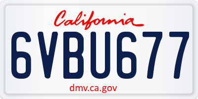 CA license plate 6VBU677