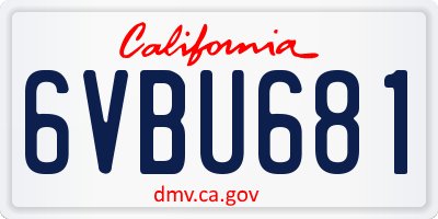 CA license plate 6VBU681