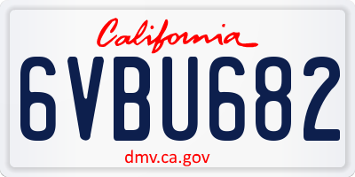 CA license plate 6VBU682
