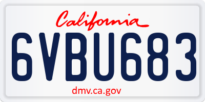 CA license plate 6VBU683