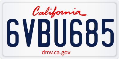 CA license plate 6VBU685