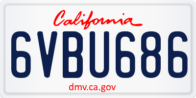 CA license plate 6VBU686