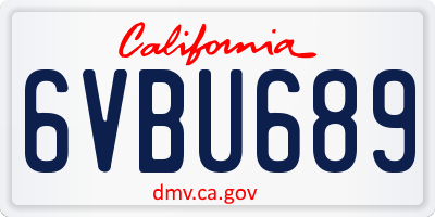 CA license plate 6VBU689
