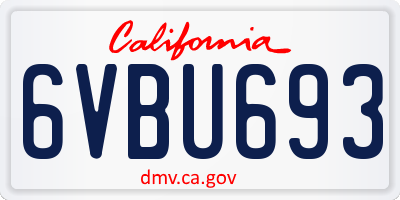 CA license plate 6VBU693