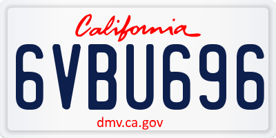 CA license plate 6VBU696