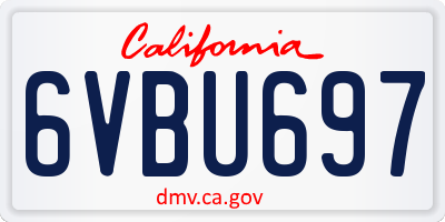 CA license plate 6VBU697