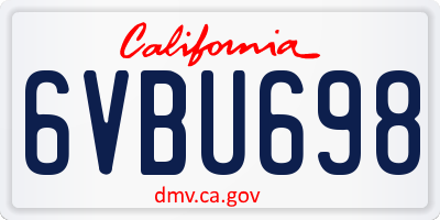 CA license plate 6VBU698