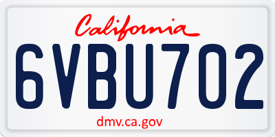 CA license plate 6VBU702