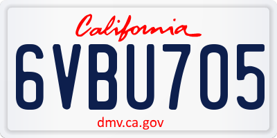CA license plate 6VBU705