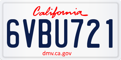 CA license plate 6VBU721