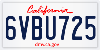 CA license plate 6VBU725