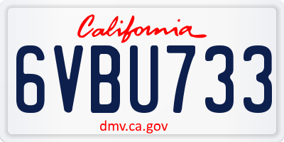 CA license plate 6VBU733