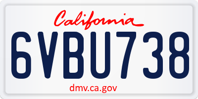 CA license plate 6VBU738