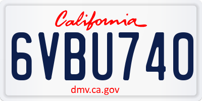 CA license plate 6VBU740