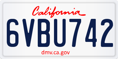 CA license plate 6VBU742