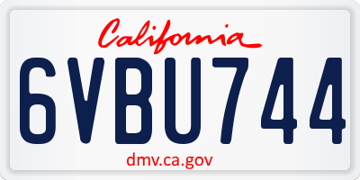 CA license plate 6VBU744