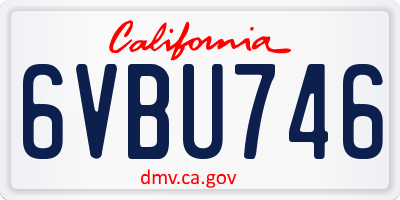 CA license plate 6VBU746