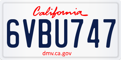 CA license plate 6VBU747