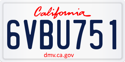 CA license plate 6VBU751
