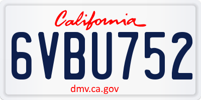 CA license plate 6VBU752
