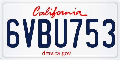 CA license plate 6VBU753
