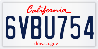 CA license plate 6VBU754
