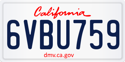 CA license plate 6VBU759