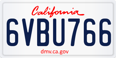 CA license plate 6VBU766