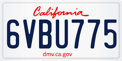 CA license plate 6VBU775