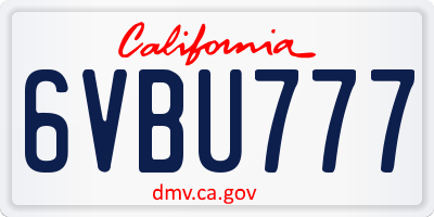 CA license plate 6VBU777