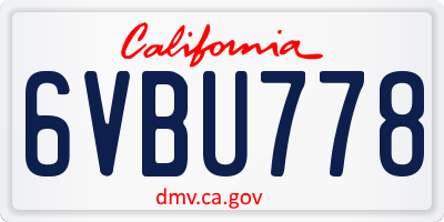 CA license plate 6VBU778