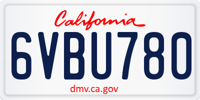 CA license plate 6VBU780