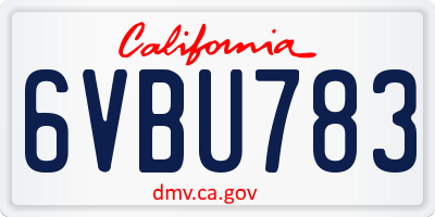 CA license plate 6VBU783