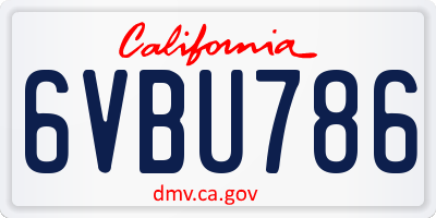 CA license plate 6VBU786