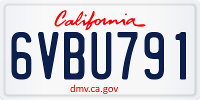 CA license plate 6VBU791