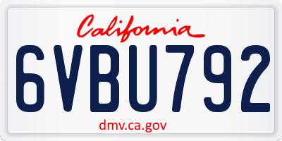 CA license plate 6VBU792