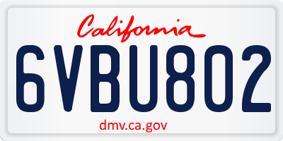 CA license plate 6VBU802