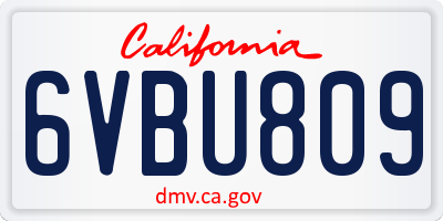 CA license plate 6VBU809