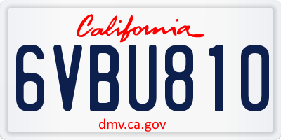 CA license plate 6VBU810