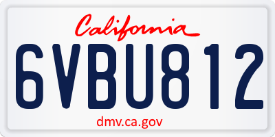 CA license plate 6VBU812