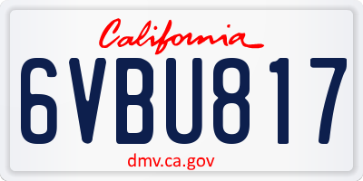 CA license plate 6VBU817