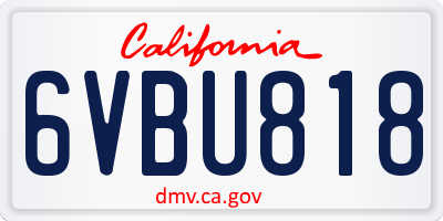 CA license plate 6VBU818
