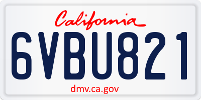 CA license plate 6VBU821
