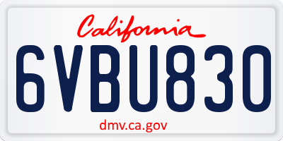 CA license plate 6VBU830