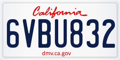 CA license plate 6VBU832