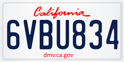 CA license plate 6VBU834